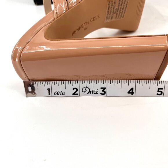 Kenneth Cole Tala Platform Heels Size 7M Buff Patent Strappy Square Toe Sandals - Picture 13 of 14